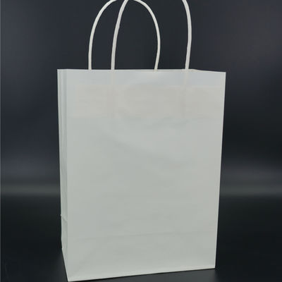 OEM White Kraft Paper Bags Biodegradable Gold Glitter Embossing