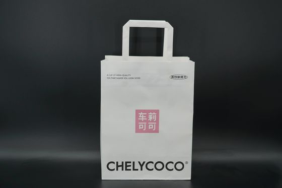 Custom Kraft Take Out Bags Recyclable Flap Rope Handle Paper Bags