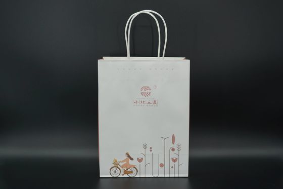 Customized Personalized Paper Bags White Kraft Bags With Handles Twisted FSC