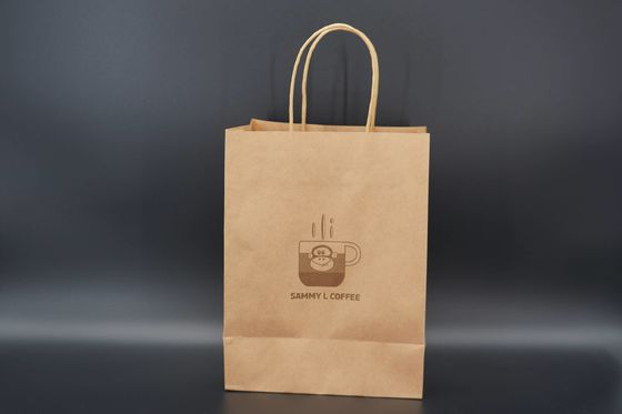 Takeaway Eco Paper Bags Brown Kraft Paper Shopping Bag Customized