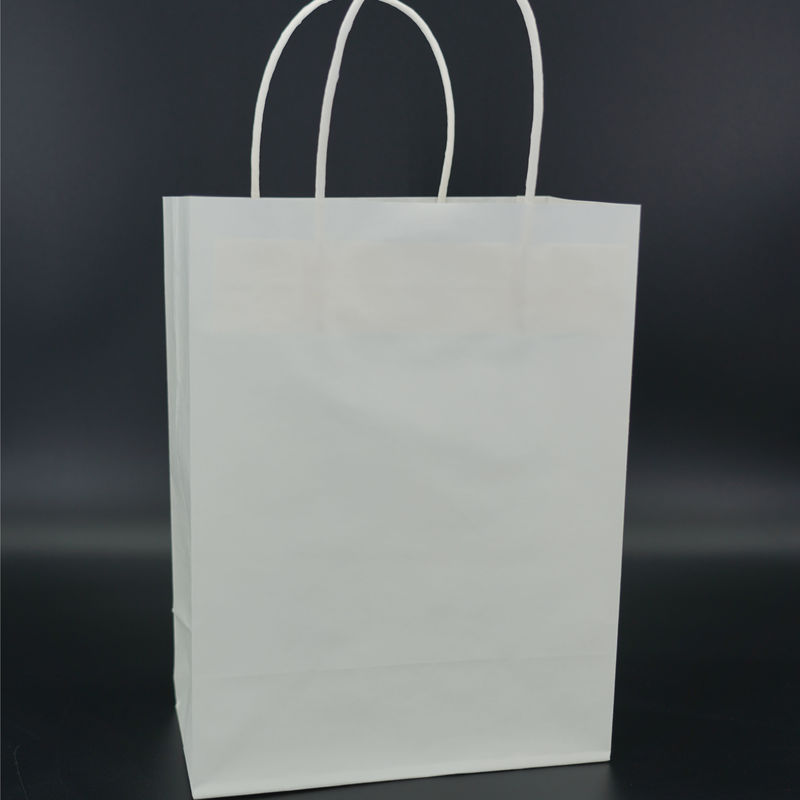 OEM White Kraft Paper Bags Biodegradable Gold Glitter Embossing
