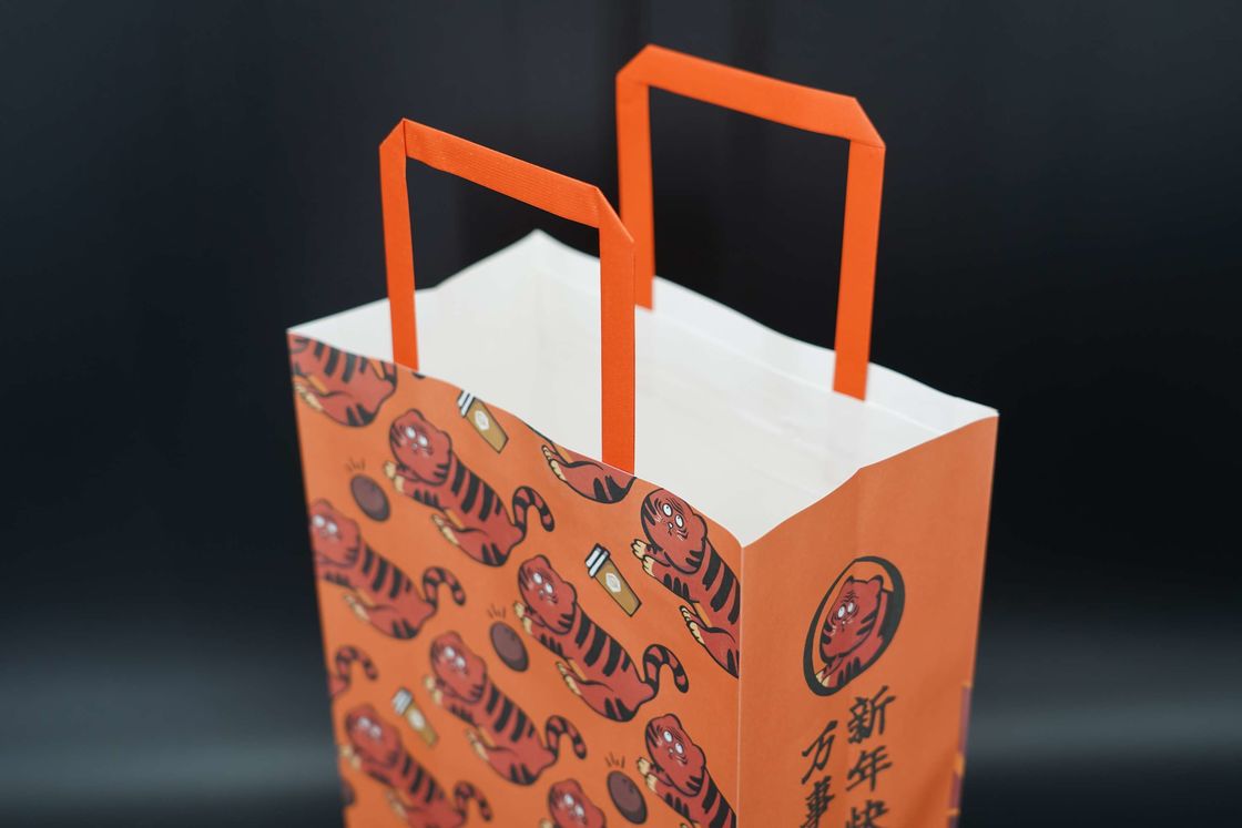 Packaging Kraft Paper Carrier Bags Printing Custom Restaurant Paper Bags