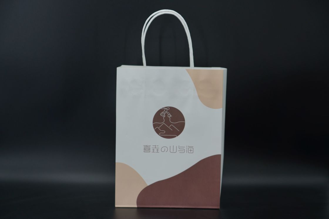 Versatile Eco Paper Bags Biodegradable Recyclable White Paper Takeaway Bags