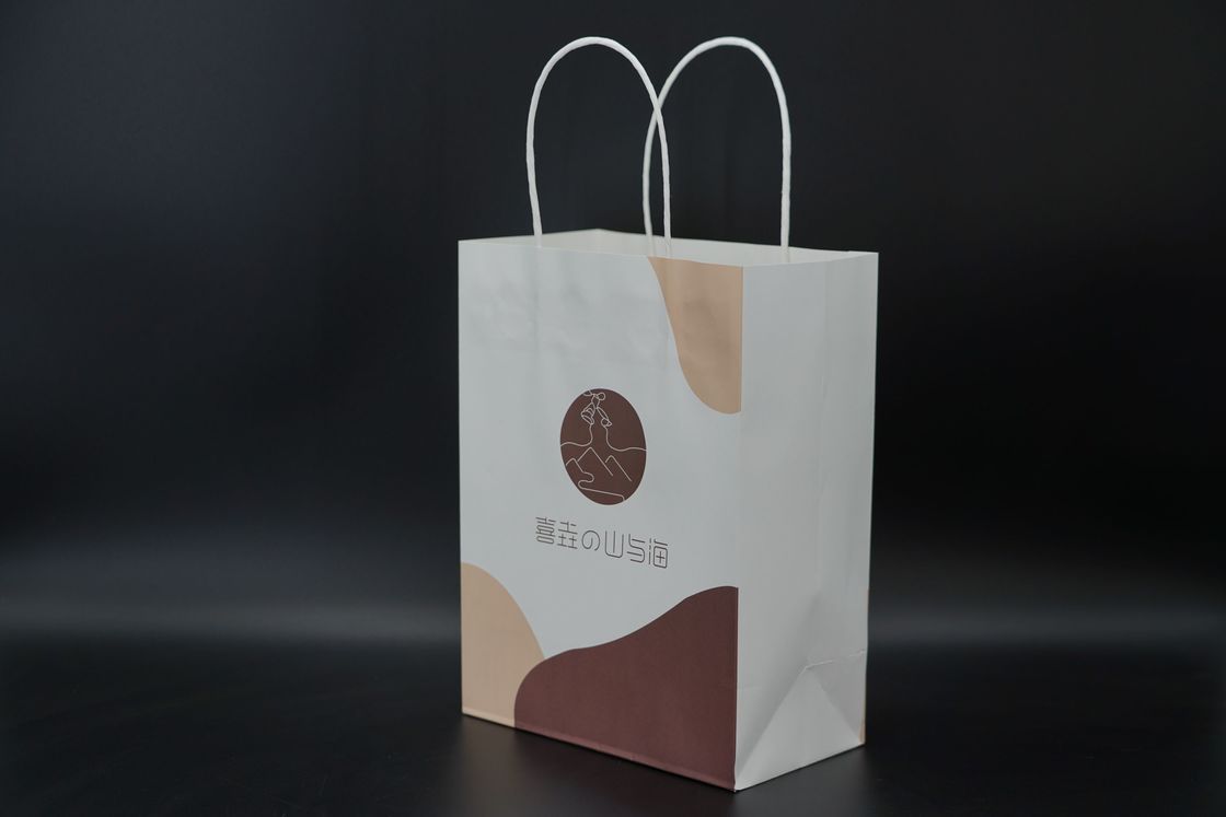 Versatile Eco Paper Bags Biodegradable Recyclable White Paper Takeaway Bags