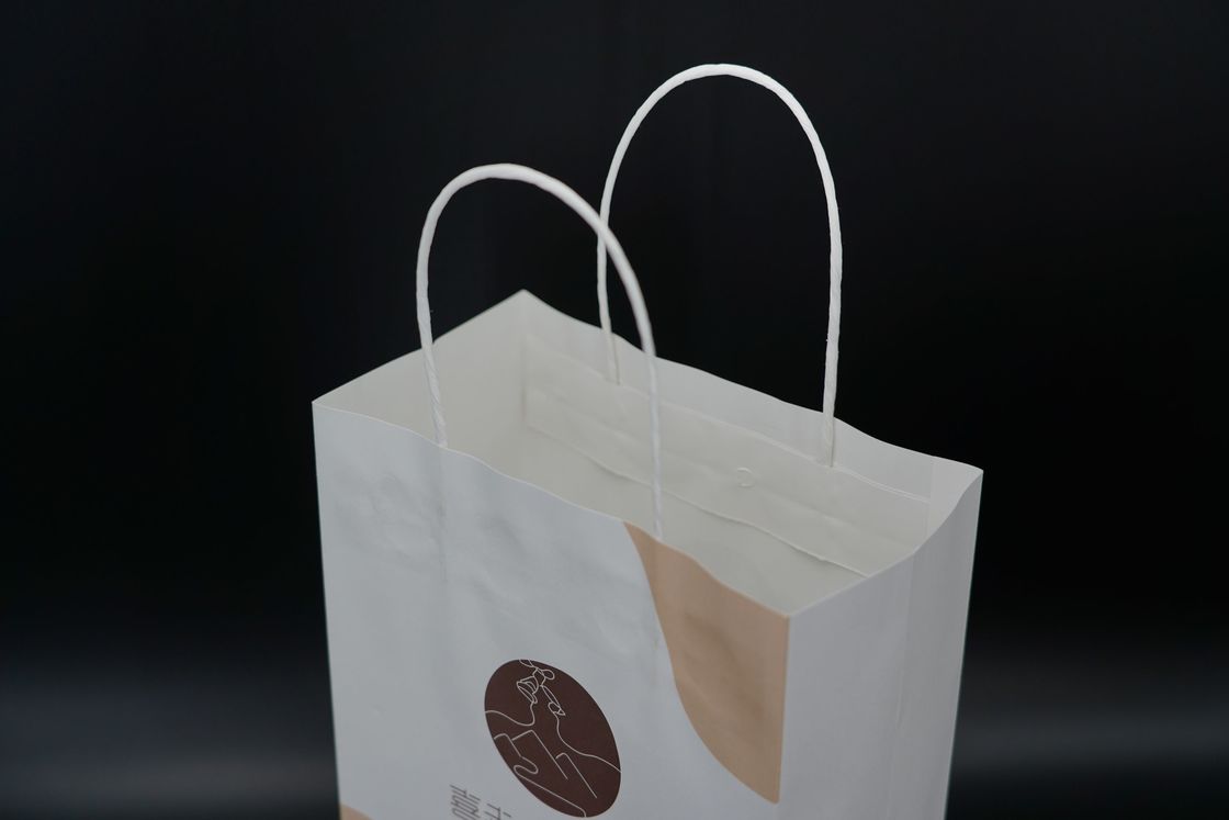 Versatile Eco Paper Bags Biodegradable Recyclable White Paper Takeaway Bags
