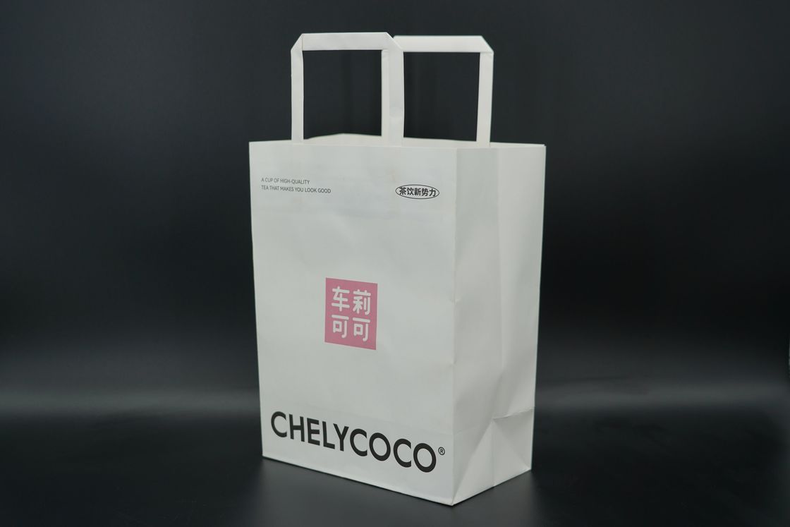 Custom Kraft Take Out Bags Recyclable Flap Rope Handle Paper Bags