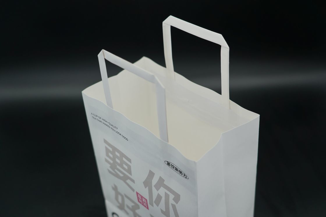 Custom Kraft Take Out Bags Recyclable Flap Rope Handle Paper Bags