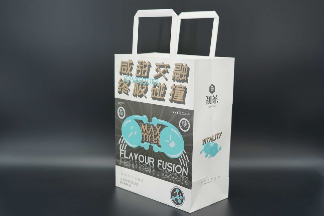 OEM Personalized Paper Bags Kraft White Paper Bags With Rope Handles