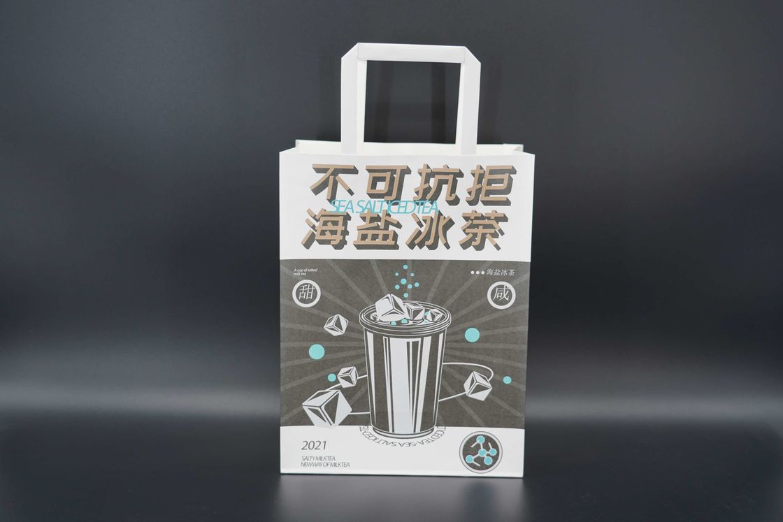 OEM Personalized Paper Bags Kraft White Paper Bags With Rope Handles