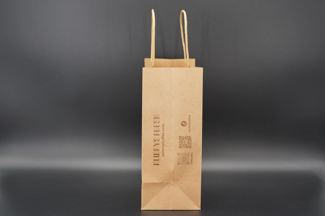 Takeaway Eco Paper Bags Brown Kraft Paper Shopping Bag Customized